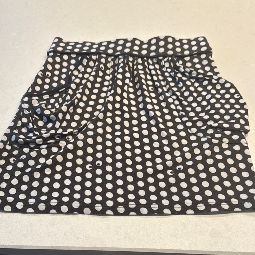 Brooklyn Industries Black and White Polka Dot Mini Skirt Halloween eyes  cute.